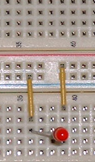 A LED connected to two bus strips